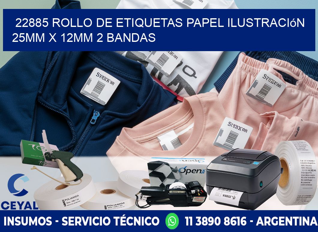 22885 Rollo de Etiquetas Papel Ilustración 25mm x 12mm 2 Bandas