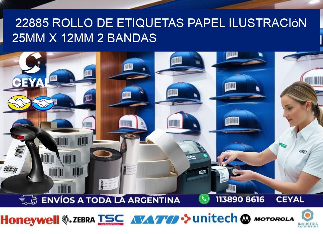 22885 Rollo de Etiquetas Papel Ilustración 25mm x 12mm 2 Bandas