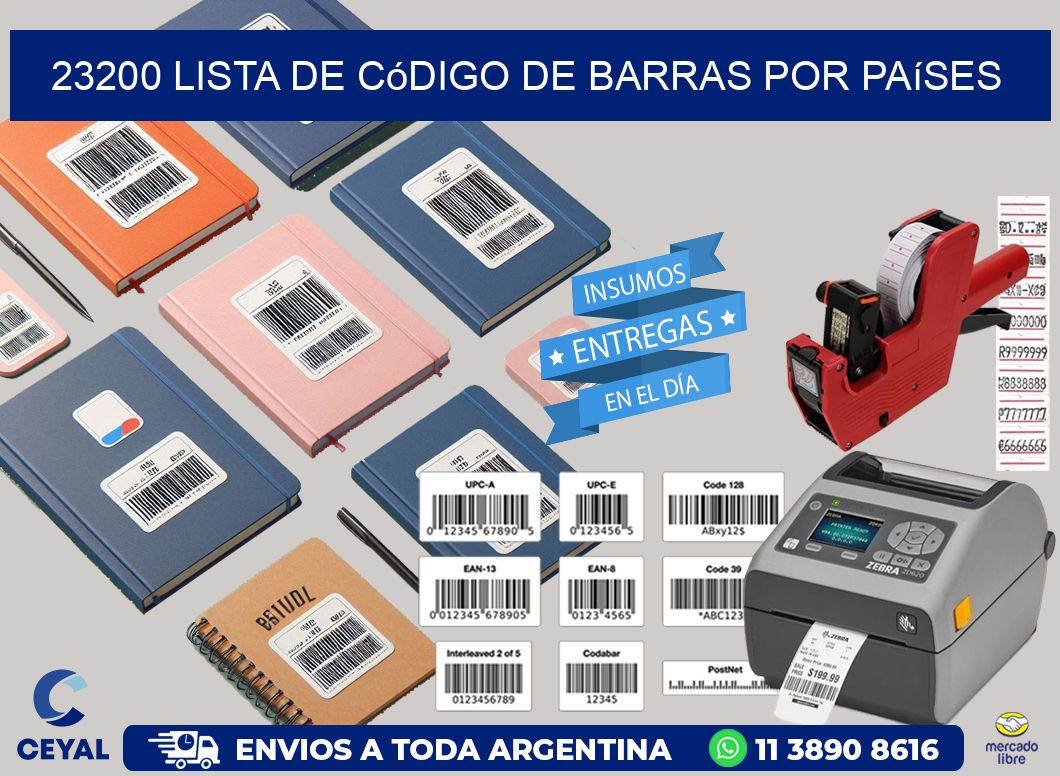 23200 Lista de código de barras por países