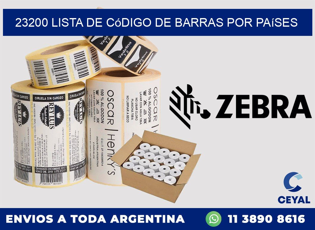 23200 Lista de código de barras por países