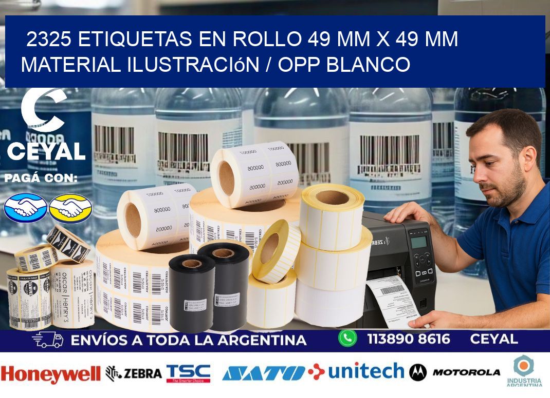 2325 Etiquetas en rollo 49 mm x 49 mm material Ilustración / OPP Blanco