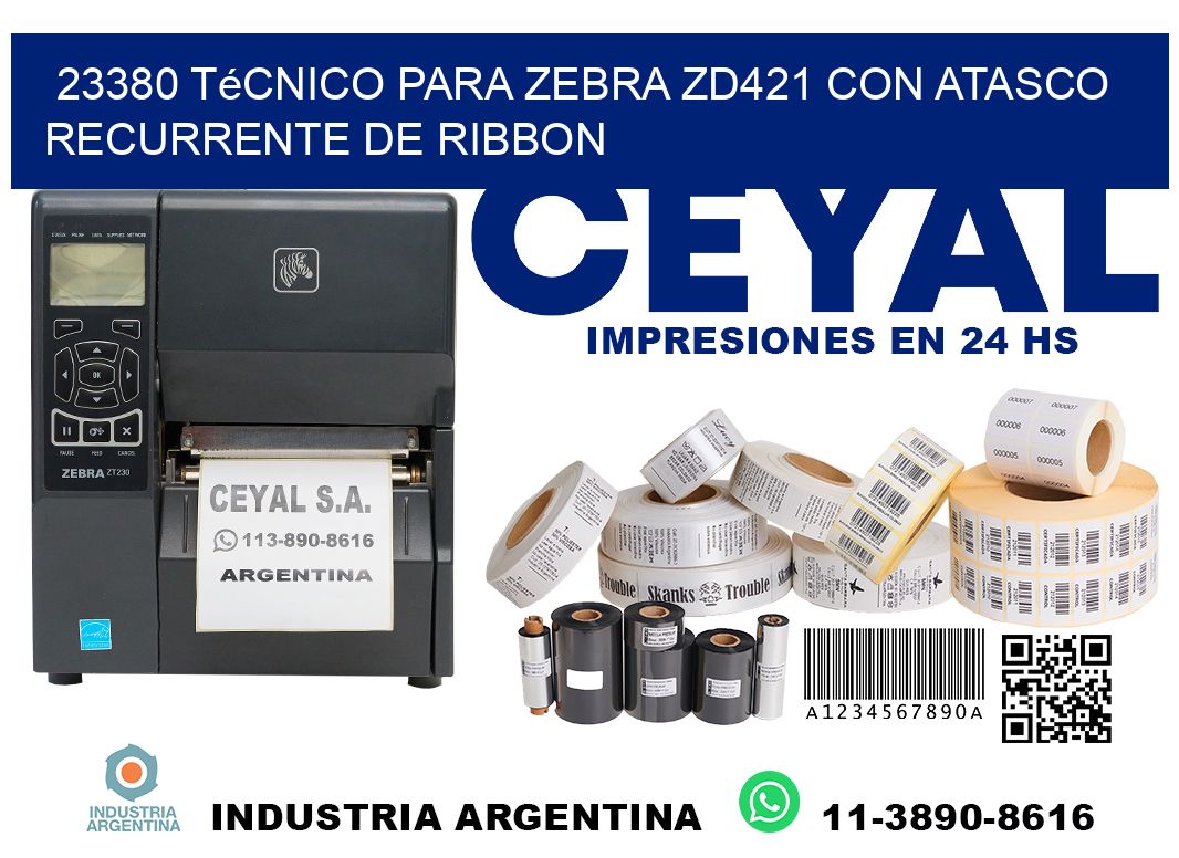 23380 técnico para zebra zd421 con atasco recurrente de ribbon