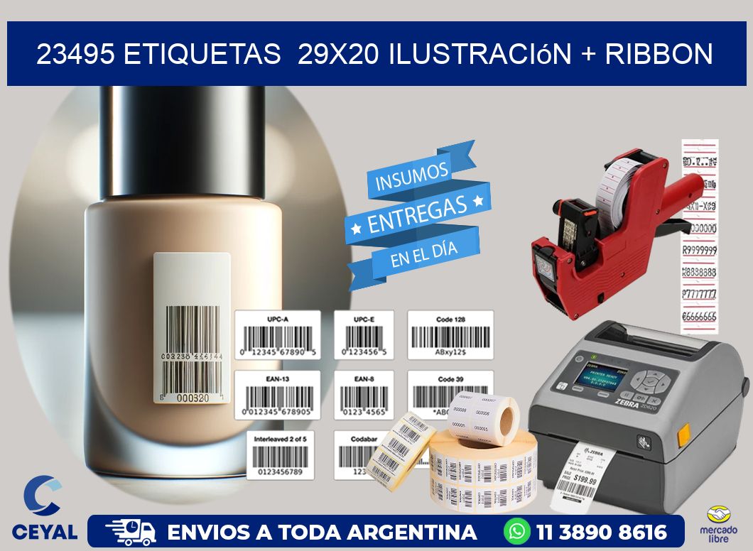 23495 etiquetas 29x20 ilustración + ribbon