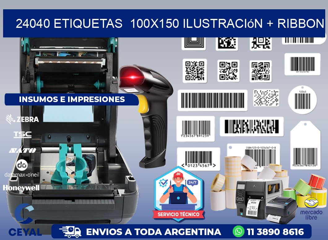 24040 etiquetas 100x150 ilustración + ribbon