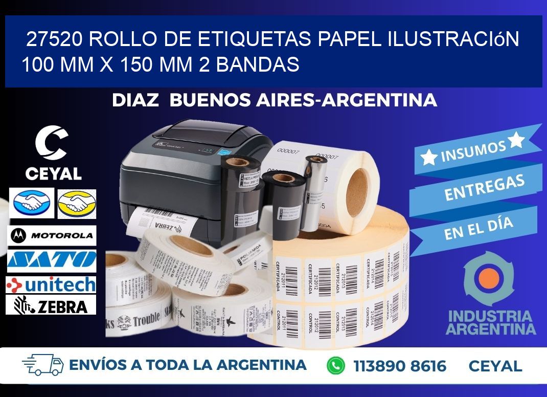 27520 Rollo de Etiquetas Papel Ilustración 100 mm x 150 mm 2 Bandas