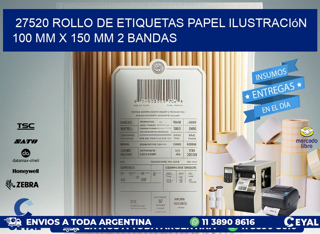 27520 Rollo de Etiquetas Papel Ilustración 100 mm x 150 mm 2 Bandas