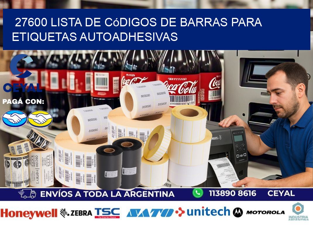 27600 Lista de códigos de barras para etiquetas autoadhesivas