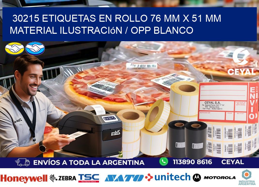 30215 Etiquetas en rollo 76 mm x 51 mm material Ilustración / OPP Blanco