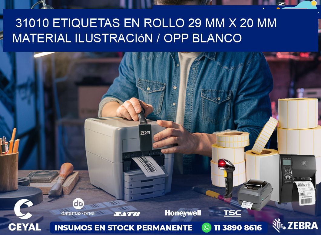 31010 Etiquetas en rollo 29 mm x 20 mm material Ilustración / OPP Blanco
