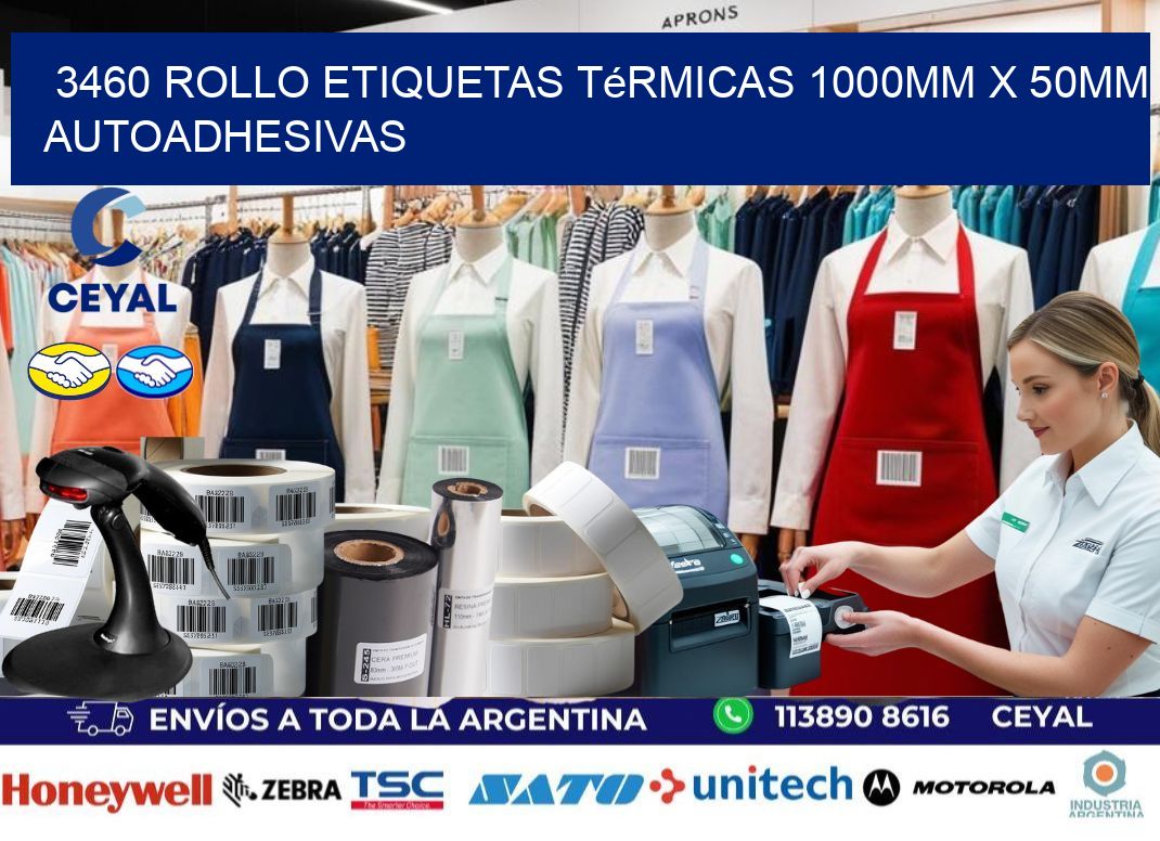 3460 Rollo Etiquetas Térmicas 1000mm X 50mm Autoadhesivas