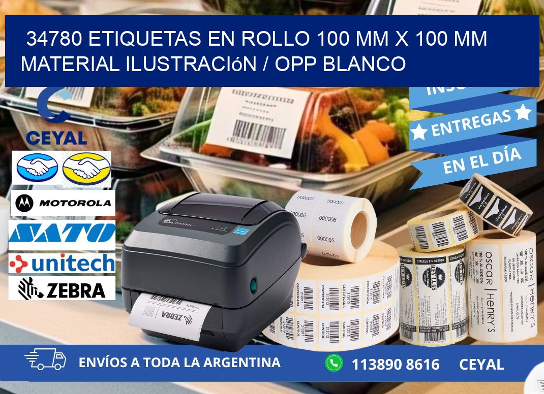34780 Etiquetas en rollo 100 mm x 100 mm material Ilustración / OPP Blanco