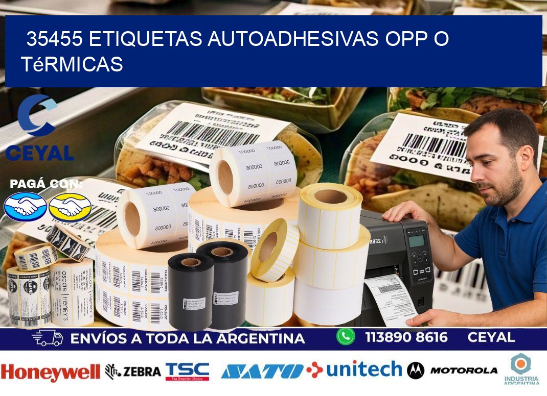 35455 etiquetas autoadhesivas opp o térmicas