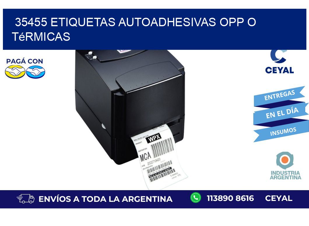 35455 etiquetas autoadhesivas opp o térmicas