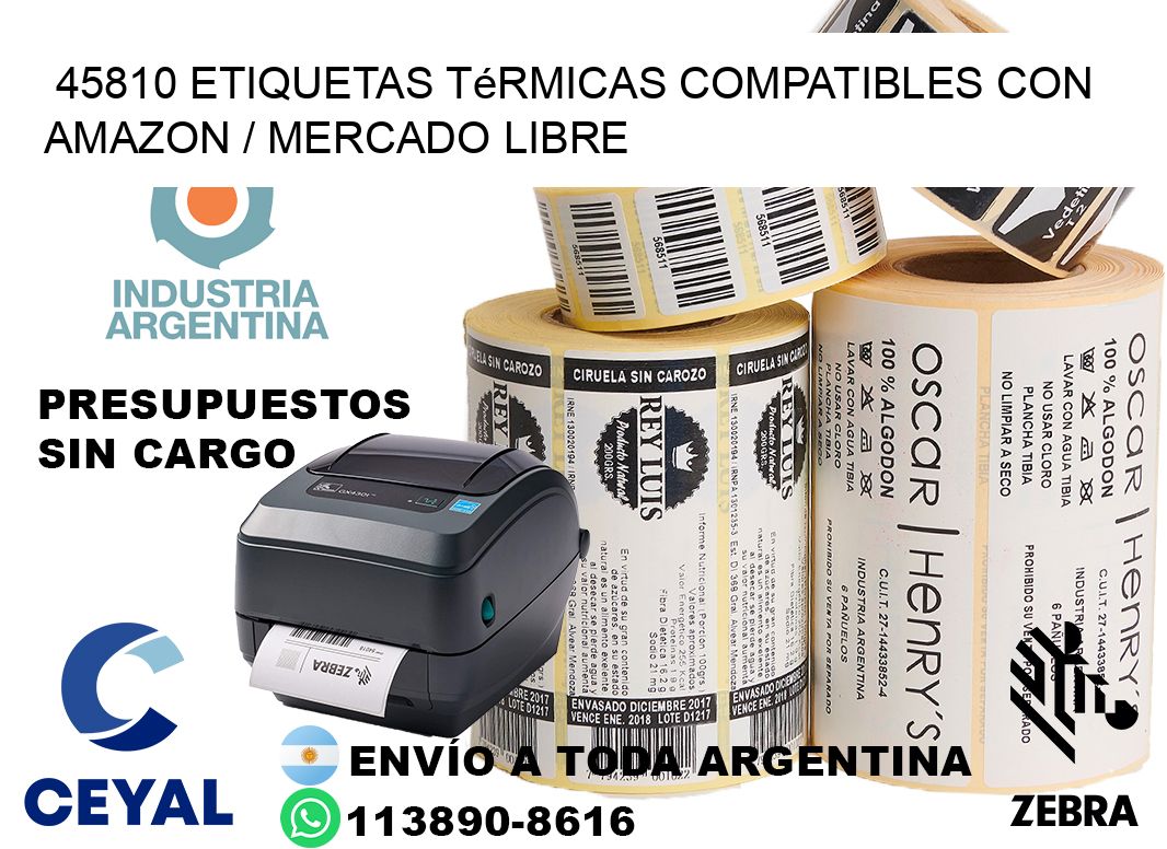 45810 etiquetas térmicas compatibles con Amazon / Mercado Libre
