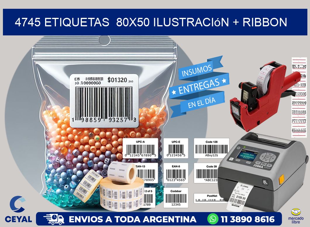4745 etiquetas 80x50 ilustración + ribbon