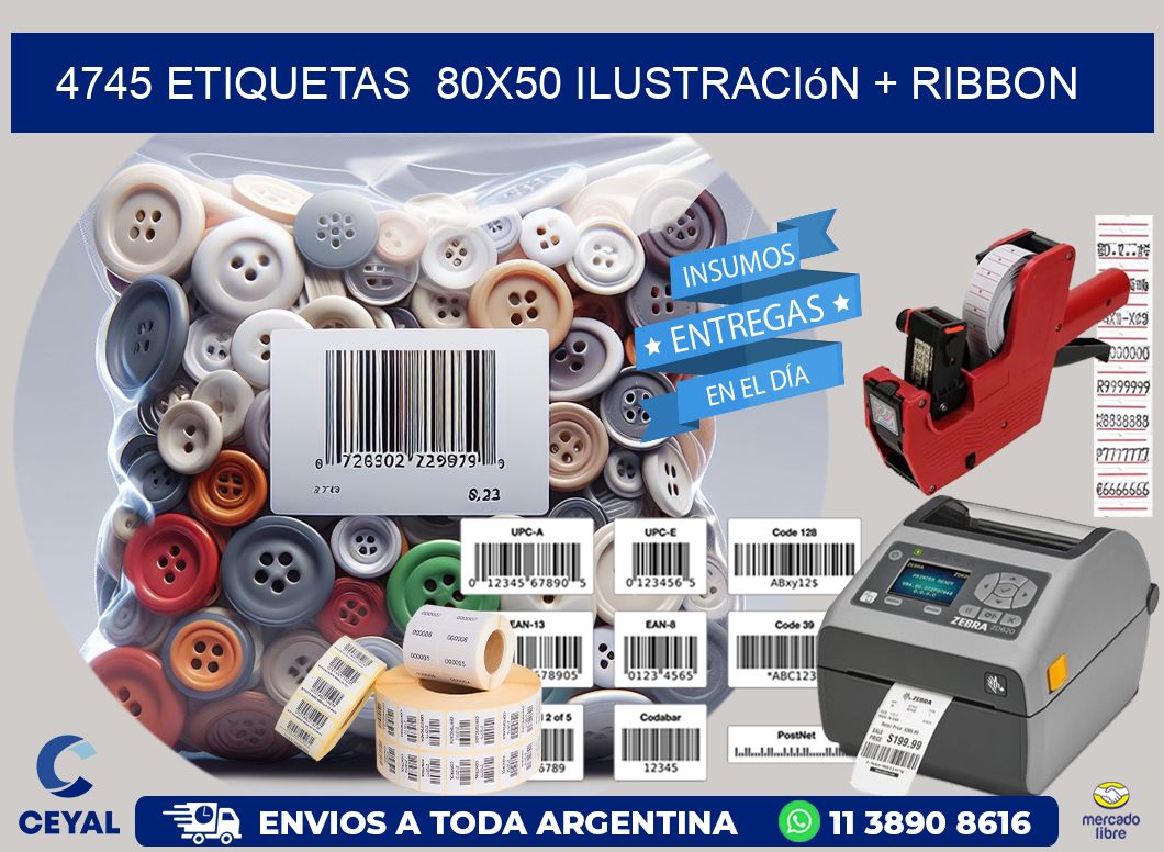 4745 etiquetas 80x50 ilustración + ribbon