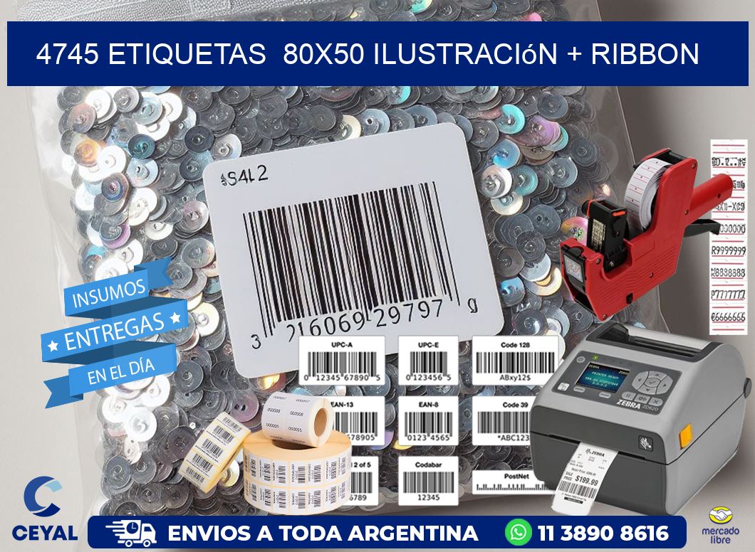 4745 etiquetas 80x50 ilustración + ribbon