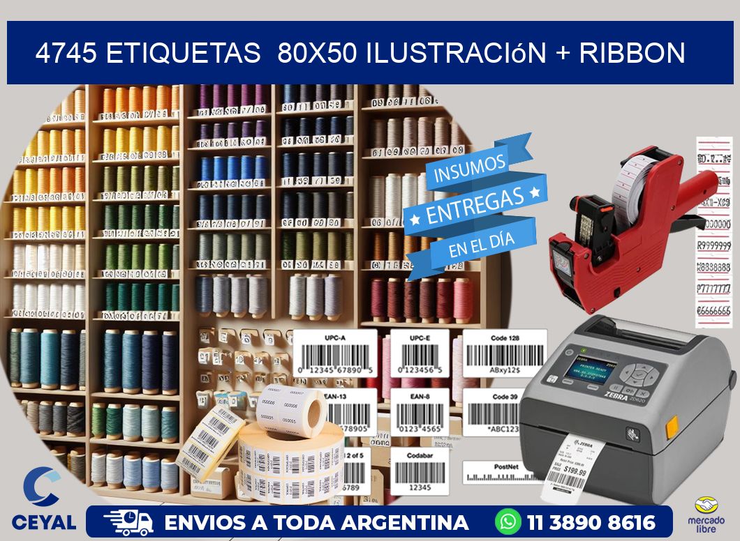 4745 etiquetas  80×50 ilustración + ribbon