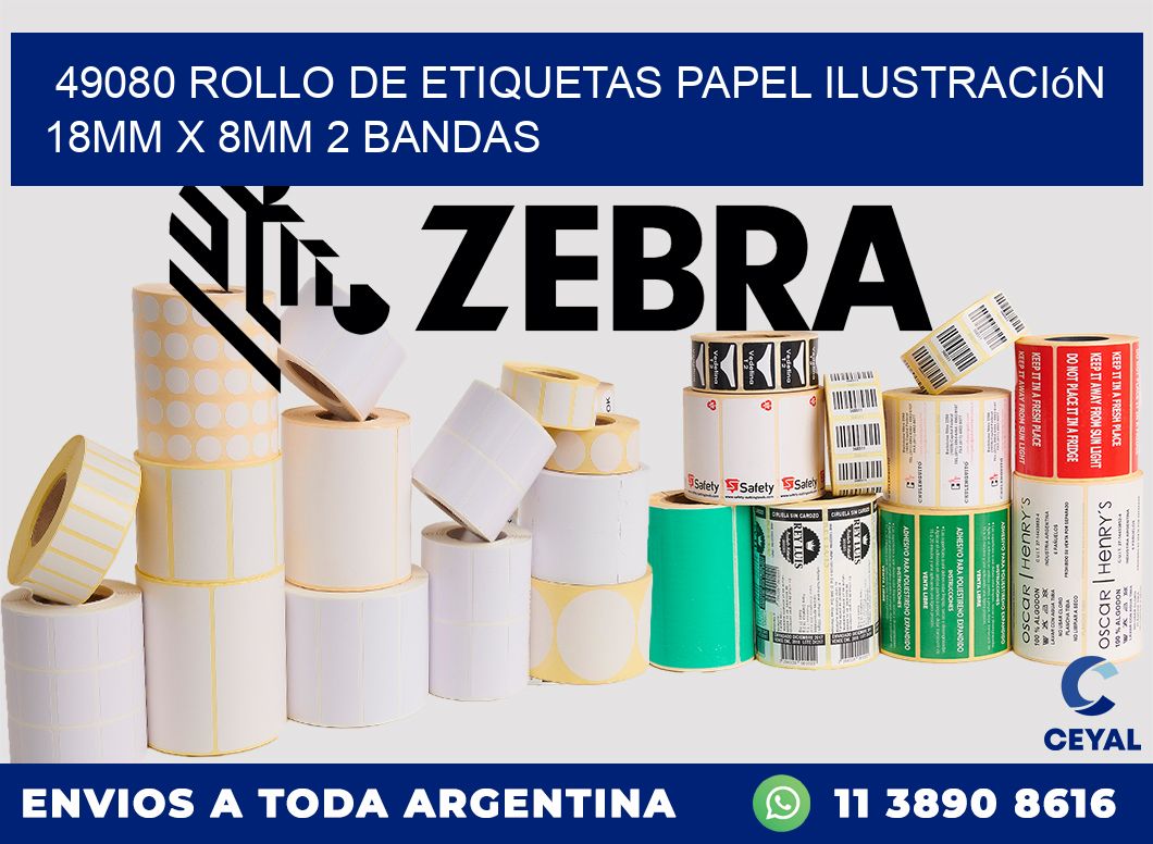 49080 Rollo de Etiquetas Papel Ilustración 18mm x 8mm 2 Bandas