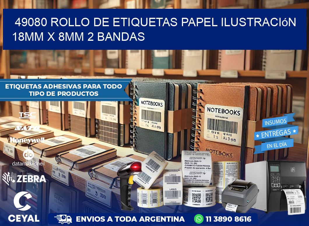 49080 Rollo de Etiquetas Papel Ilustración 18mm x 8mm 2 Bandas