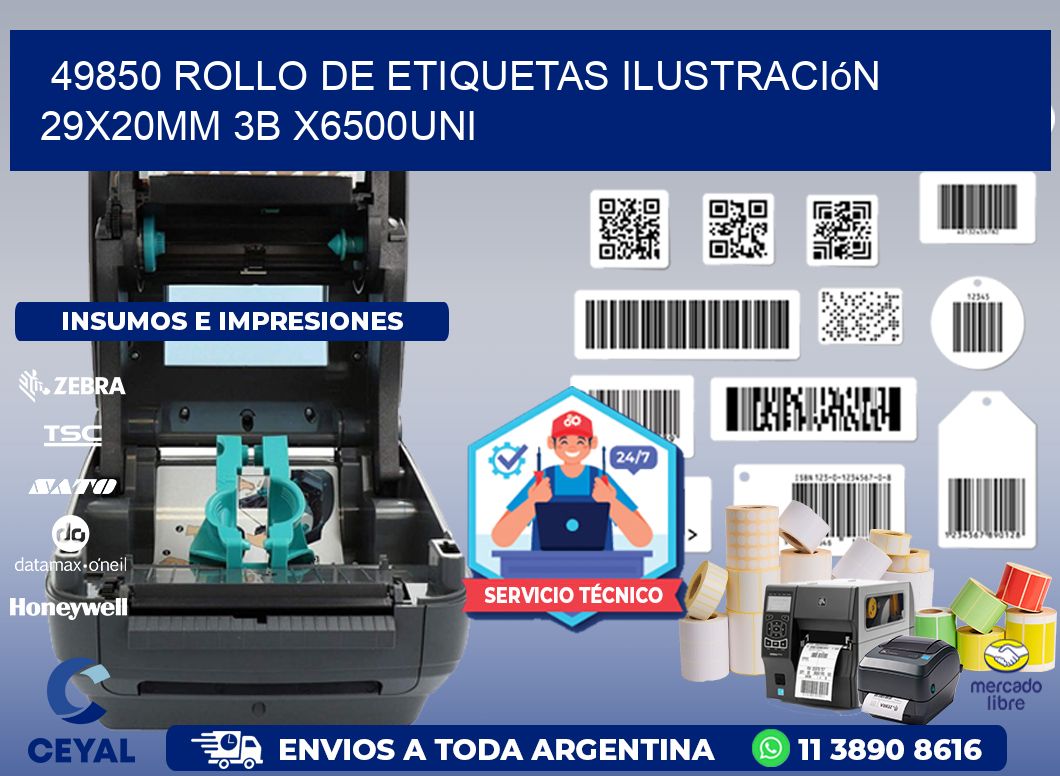 49850 Rollo De Etiquetas Ilustración 29x20mm 3b X6500uni
