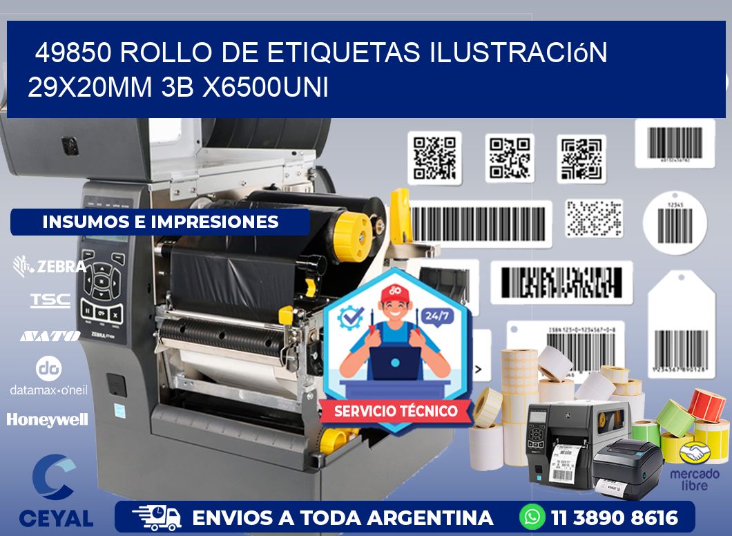 49850 Rollo De Etiquetas Ilustración 29x20mm 3b X6500uni