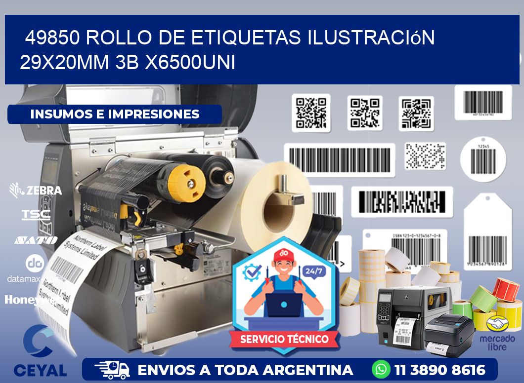 49850 Rollo De Etiquetas Ilustración 29x20mm 3b X6500uni