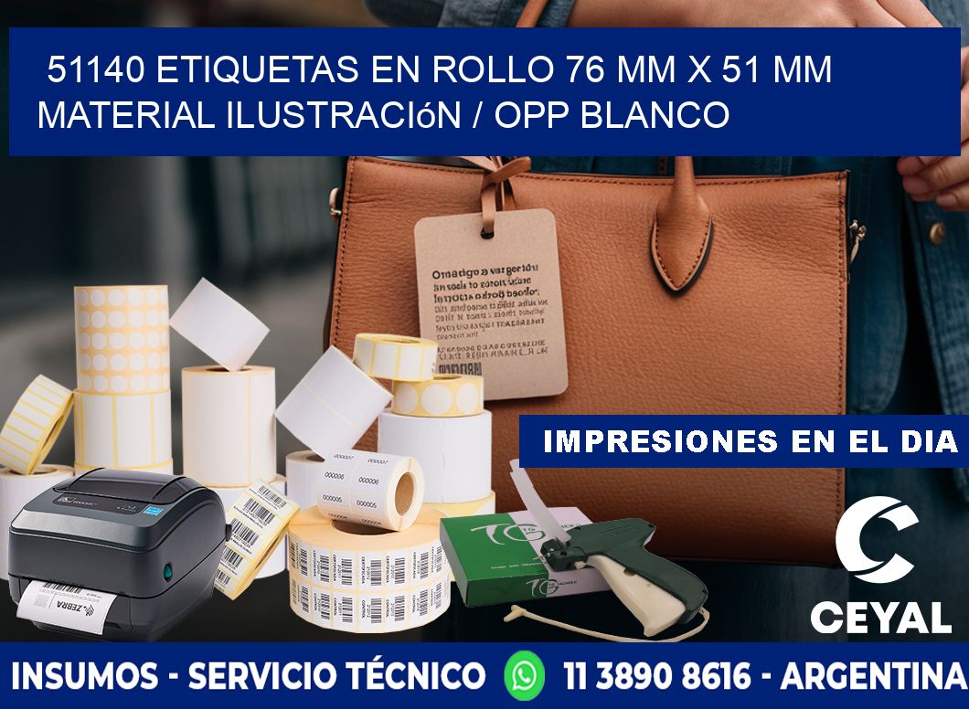 51140 Etiquetas en rollo 76 mm x 51 mm material Ilustración / OPP Blanco