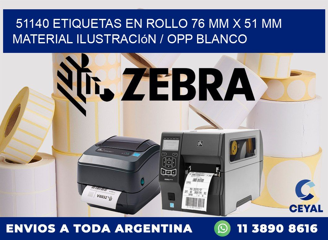 51140 Etiquetas en rollo 76 mm x 51 mm material Ilustración / OPP Blanco