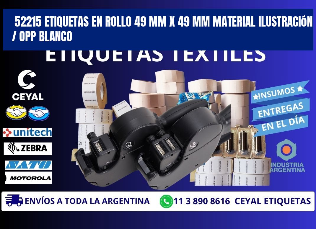 52215 Etiquetas en rollo 49 mm x 49 mm material Ilustración / OPP Blanco