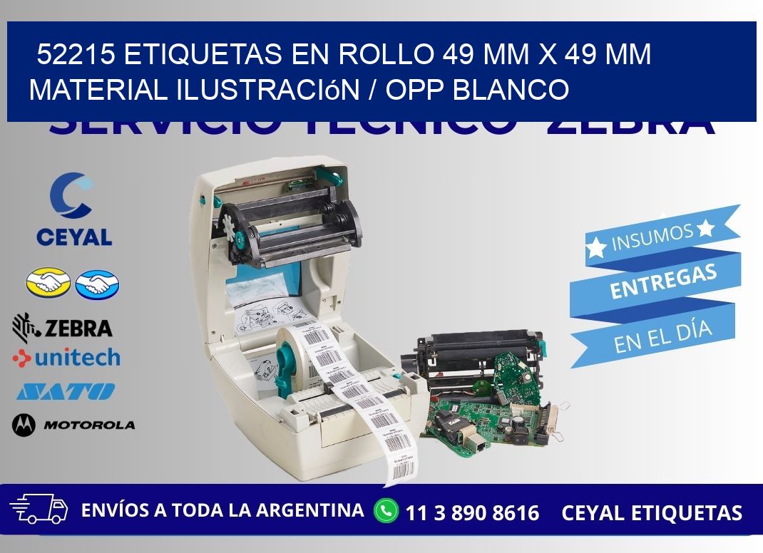 52215 Etiquetas en rollo 49 mm x 49 mm material Ilustración / OPP Blanco