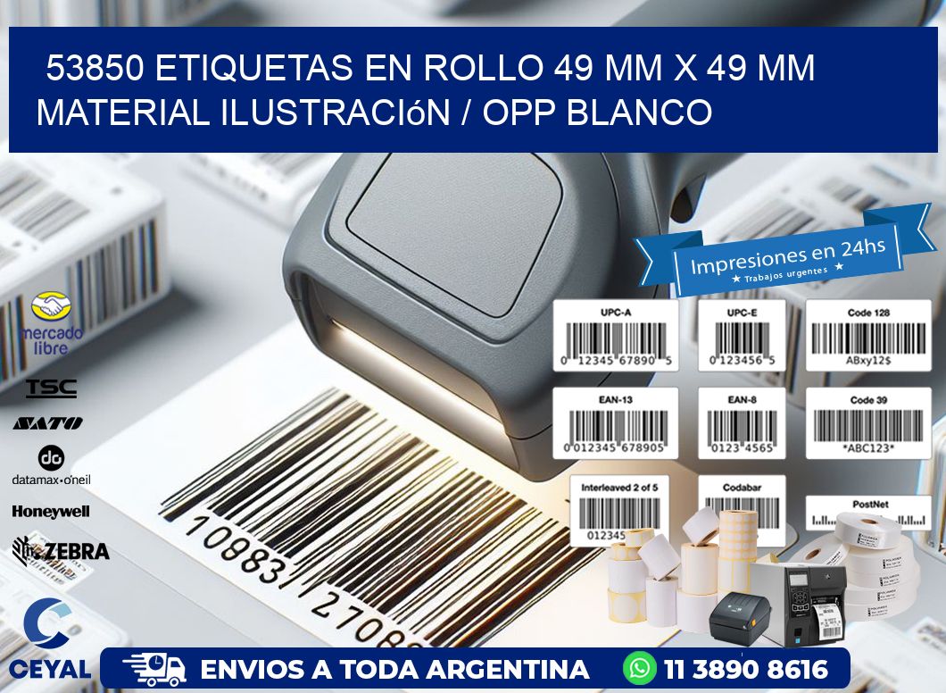 53850 Etiquetas en rollo 49 mm x 49 mm material Ilustración / OPP Blanco