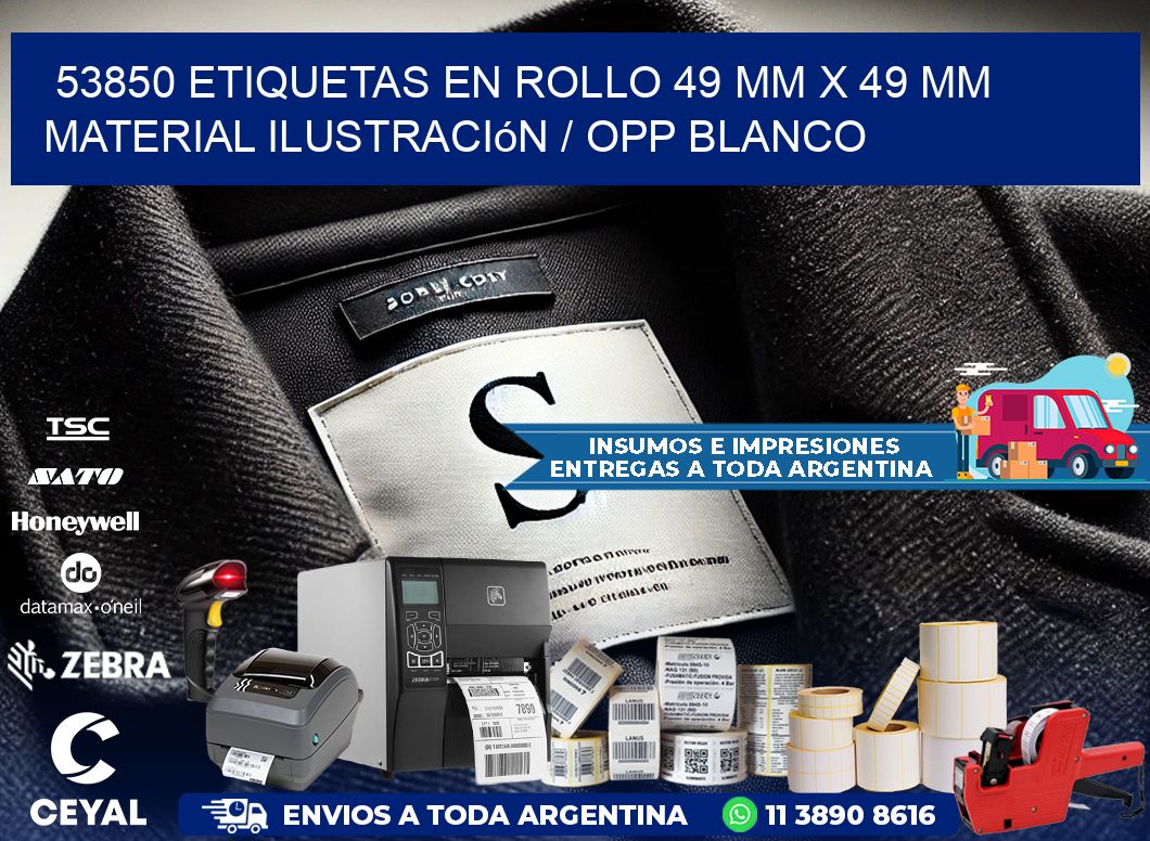 53850 Etiquetas en rollo 49 mm x 49 mm material Ilustración / OPP Blanco