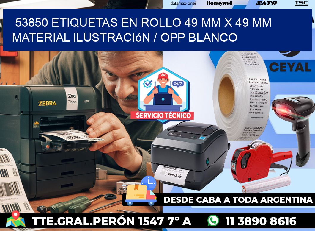 53850 Etiquetas en rollo 49 mm x 49 mm material Ilustración / OPP Blanco