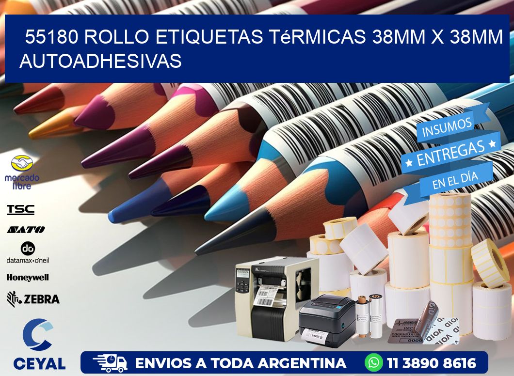 55180 Rollo Etiquetas Térmicas 38mm X 38mm Autoadhesivas