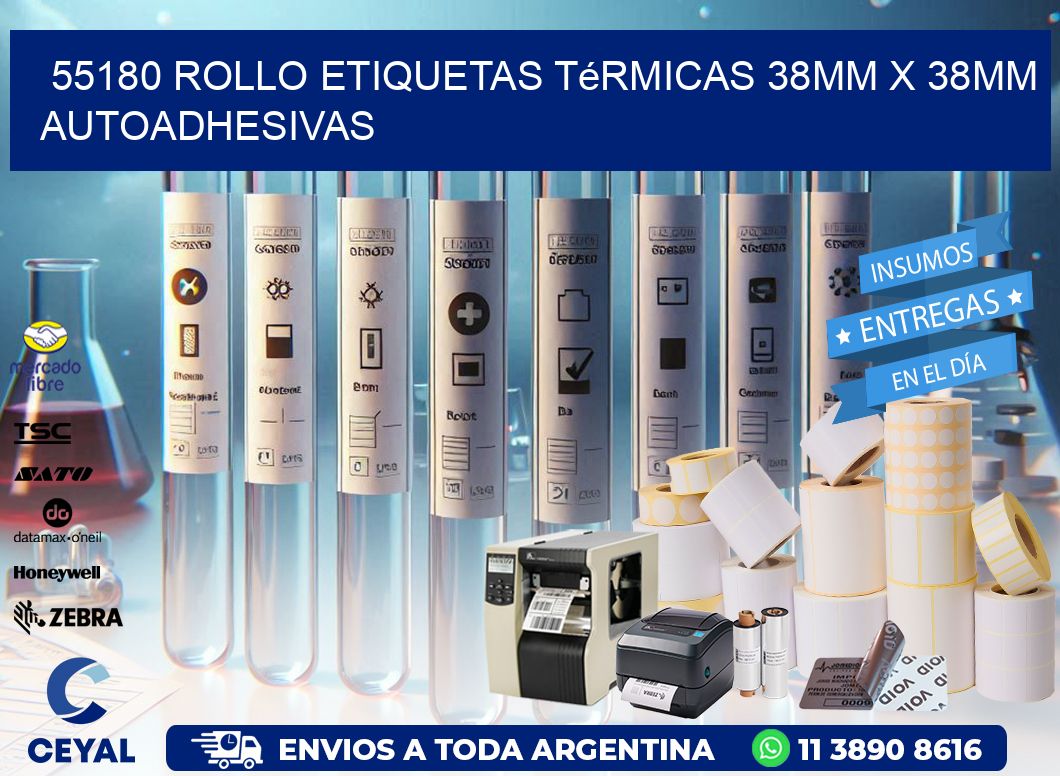 55180 Rollo Etiquetas Térmicas 38mm X 38mm Autoadhesivas