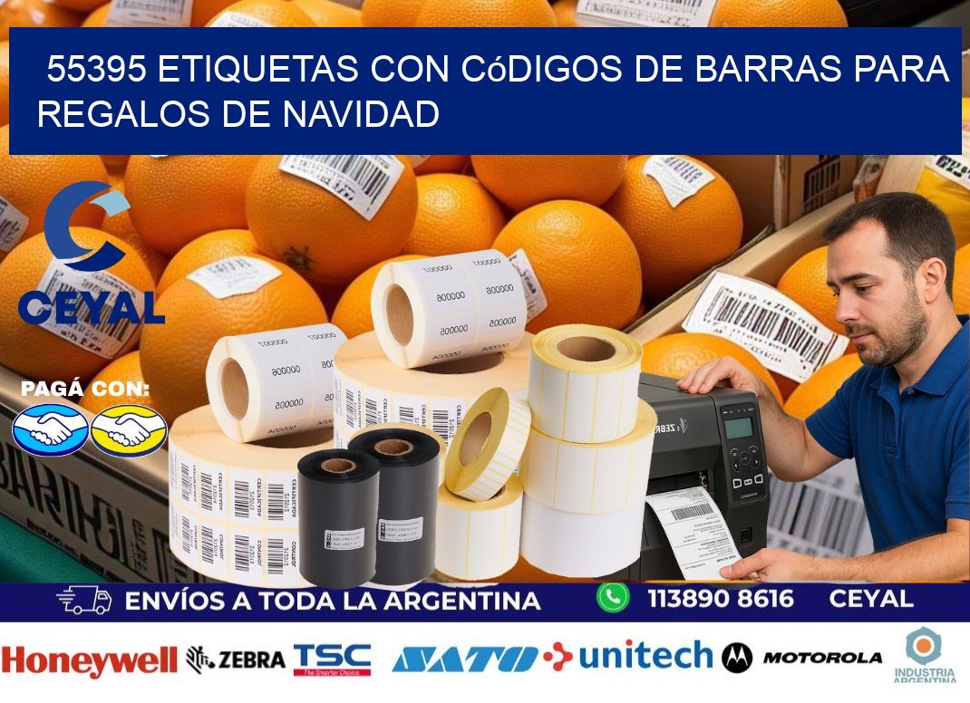 55395 etiquetas con códigos de barras para regalos de navidad