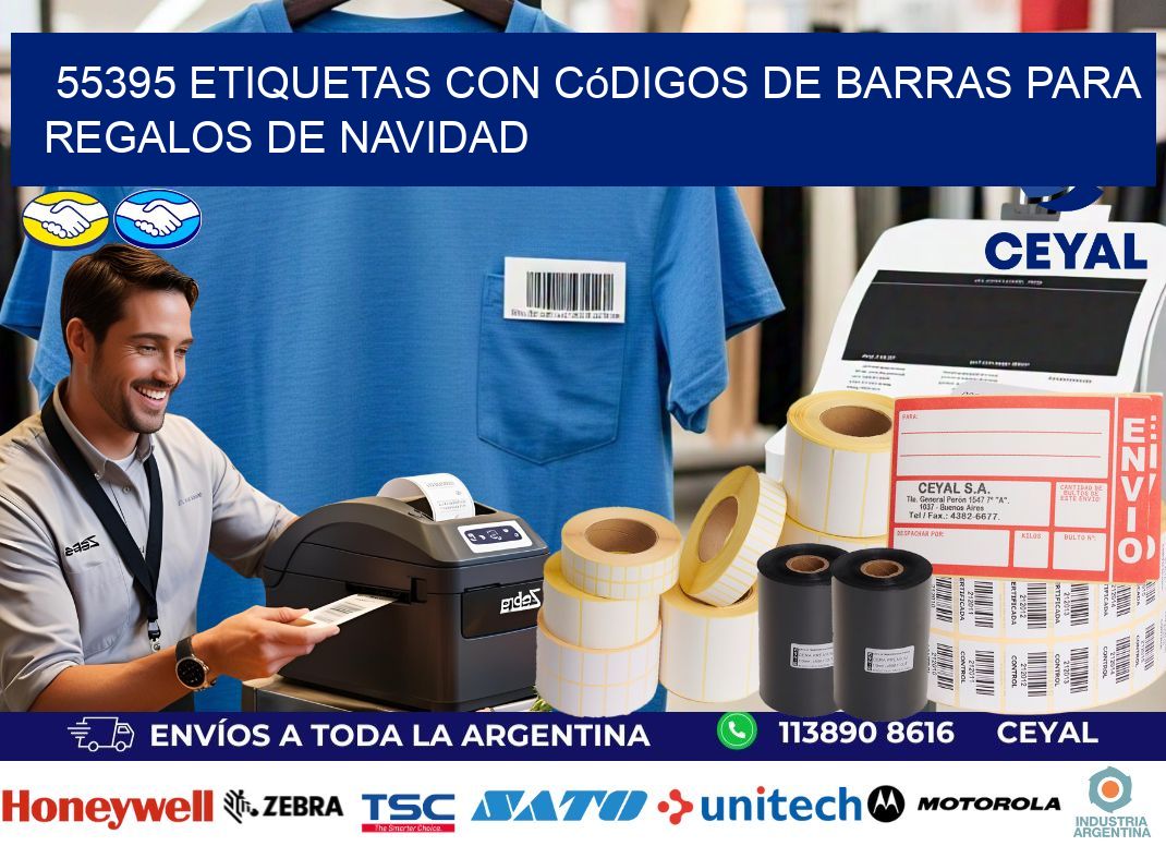55395 etiquetas con códigos de barras para regalos de navidad