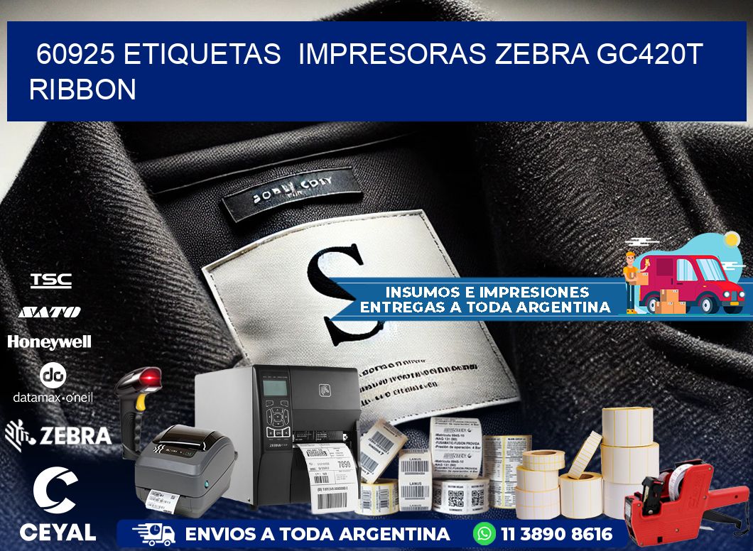 60925 etiquetas impresoras zebra gc420t ribbon