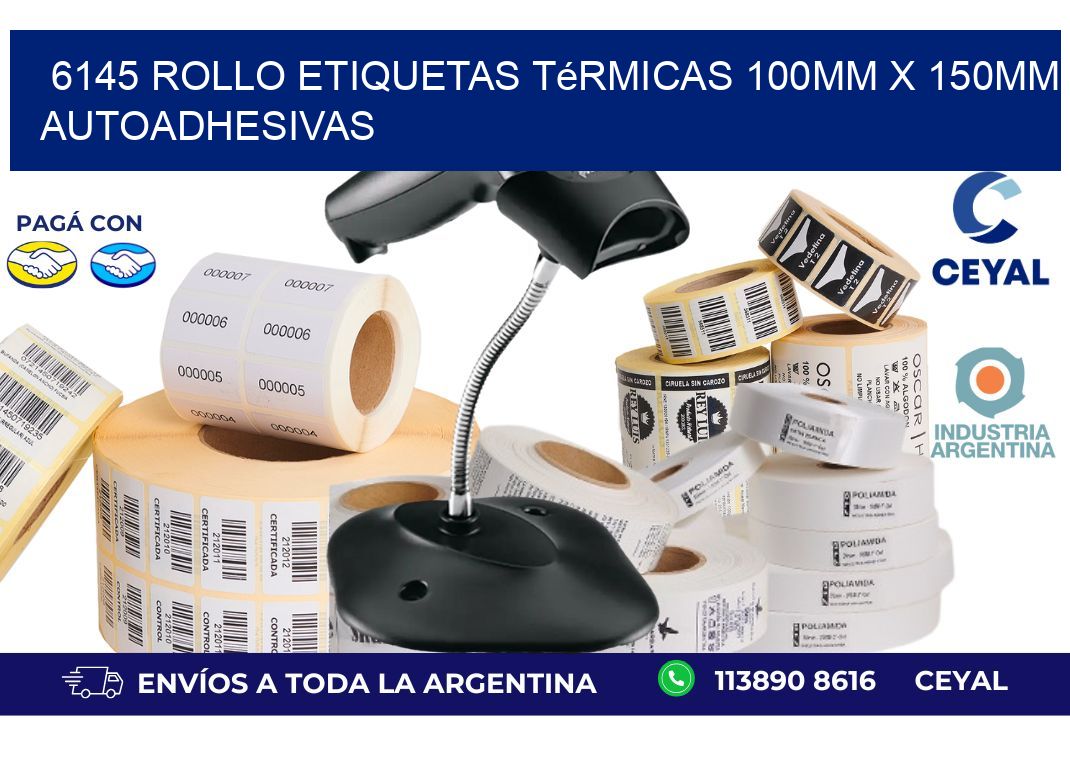 6145 Rollo Etiquetas Térmicas 100mm X 150mm Autoadhesivas