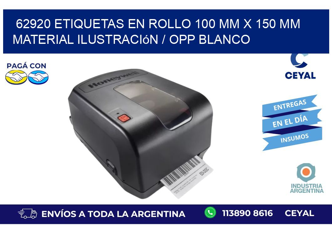 62920 Etiquetas en rollo 100 mm x 150 mm material Ilustración / OPP Blanco