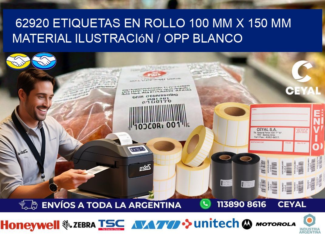 62920 Etiquetas en rollo 100 mm x 150 mm material Ilustración / OPP Blanco
