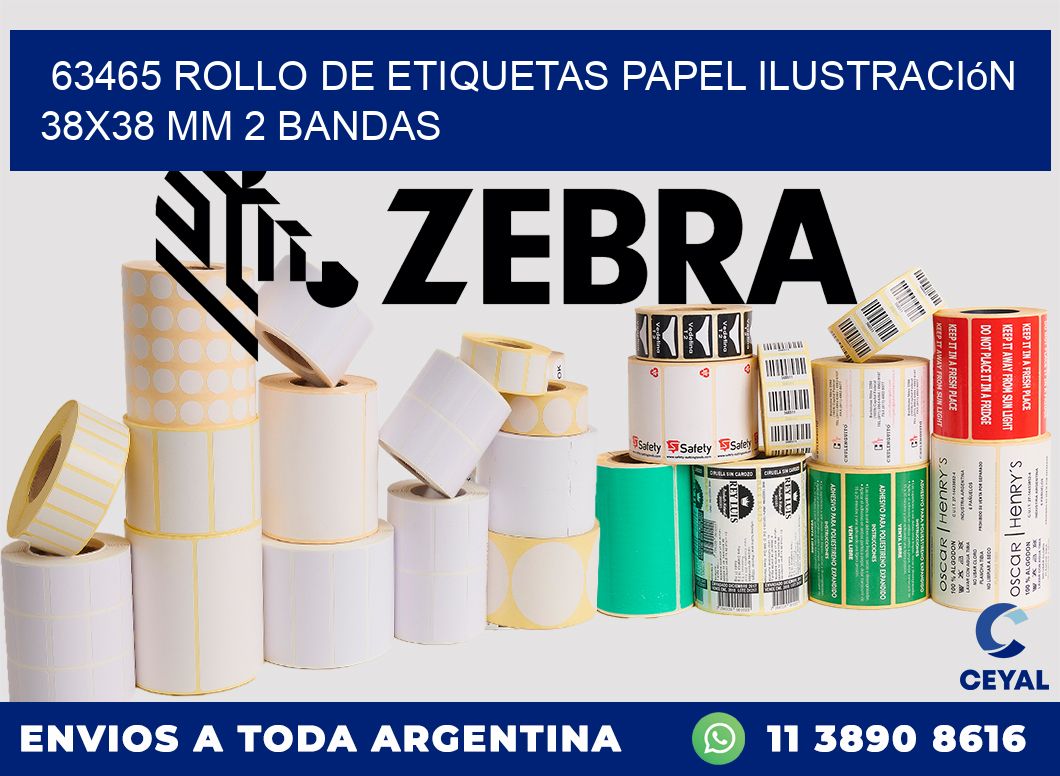 63465 Rollo de Etiquetas Papel Ilustración 38x38 Mm 2 Bandas