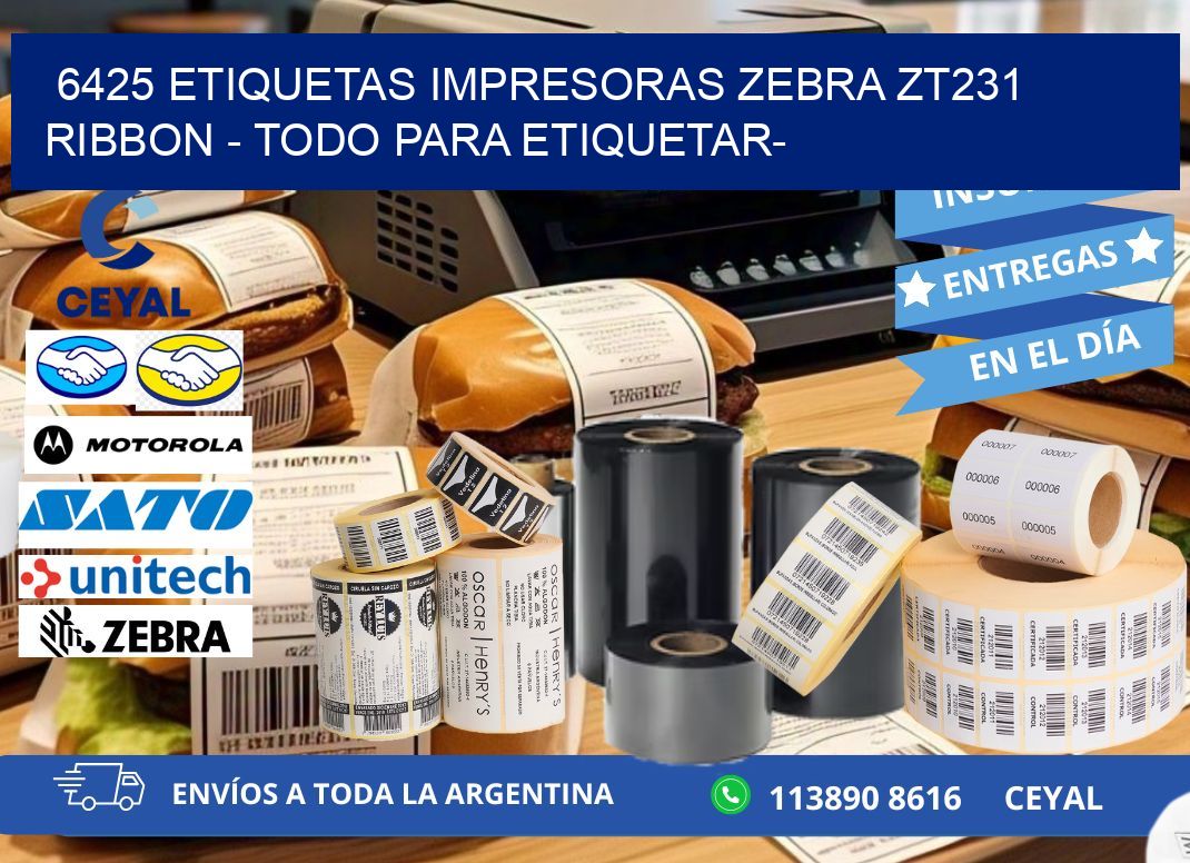 6425 etiquetas impresoras zebra zt231 ribbon – Todo para Etiquetar-