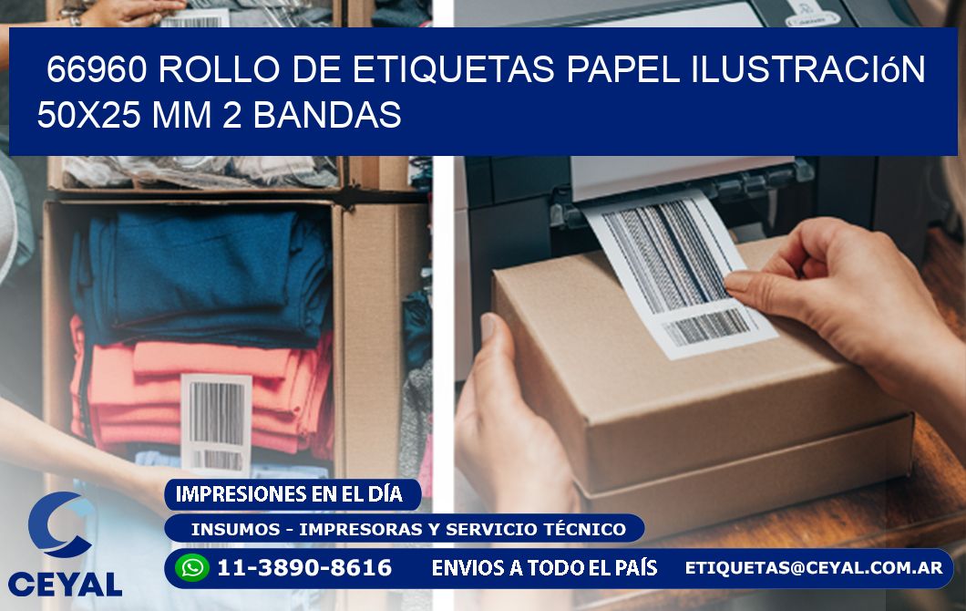 66960 Rollo de Etiquetas Papel Ilustración 50x25 Mm 2 Bandas