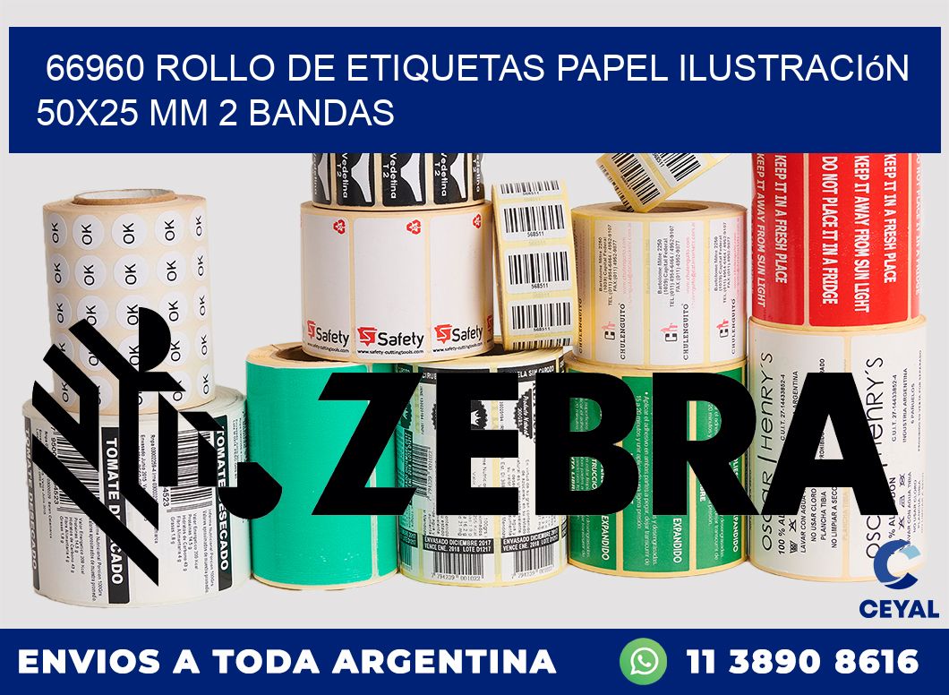 66960 Rollo de Etiquetas Papel Ilustración 50x25 Mm 2 Bandas