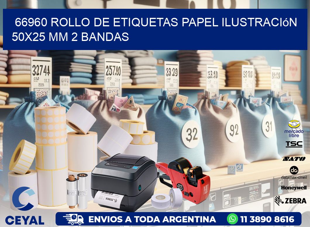 66960 Rollo de Etiquetas Papel Ilustración 50x25 Mm 2 Bandas