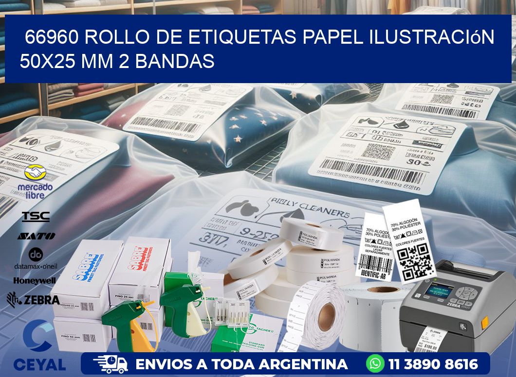 66960 Rollo de Etiquetas Papel Ilustración 50×25 Mm 2 Bandas