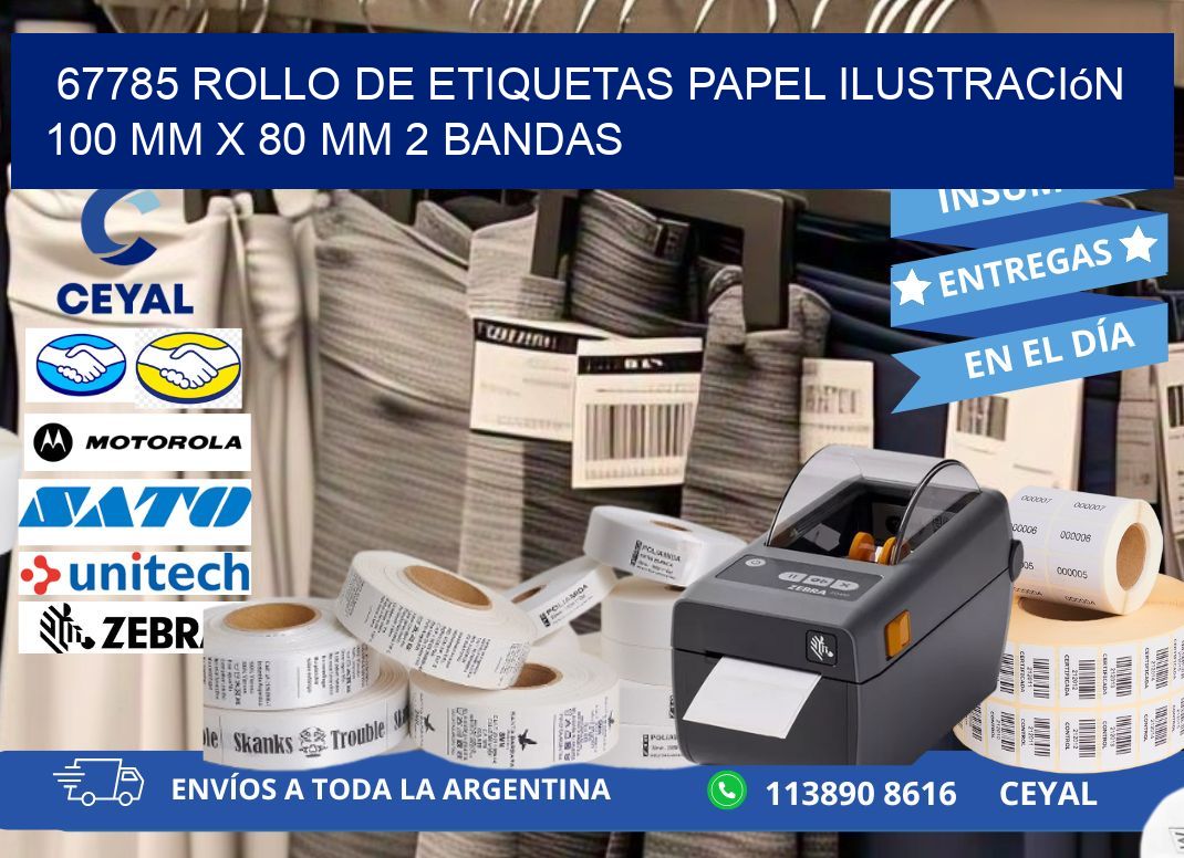 67785 Rollo de Etiquetas Papel Ilustración 100 mm x 80 mm 2 Bandas