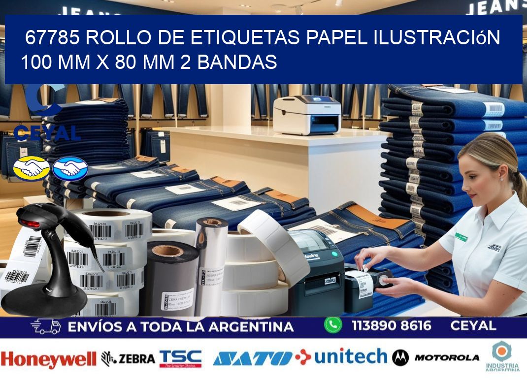67785 Rollo de Etiquetas Papel Ilustración 100 mm x 80 mm 2 Bandas